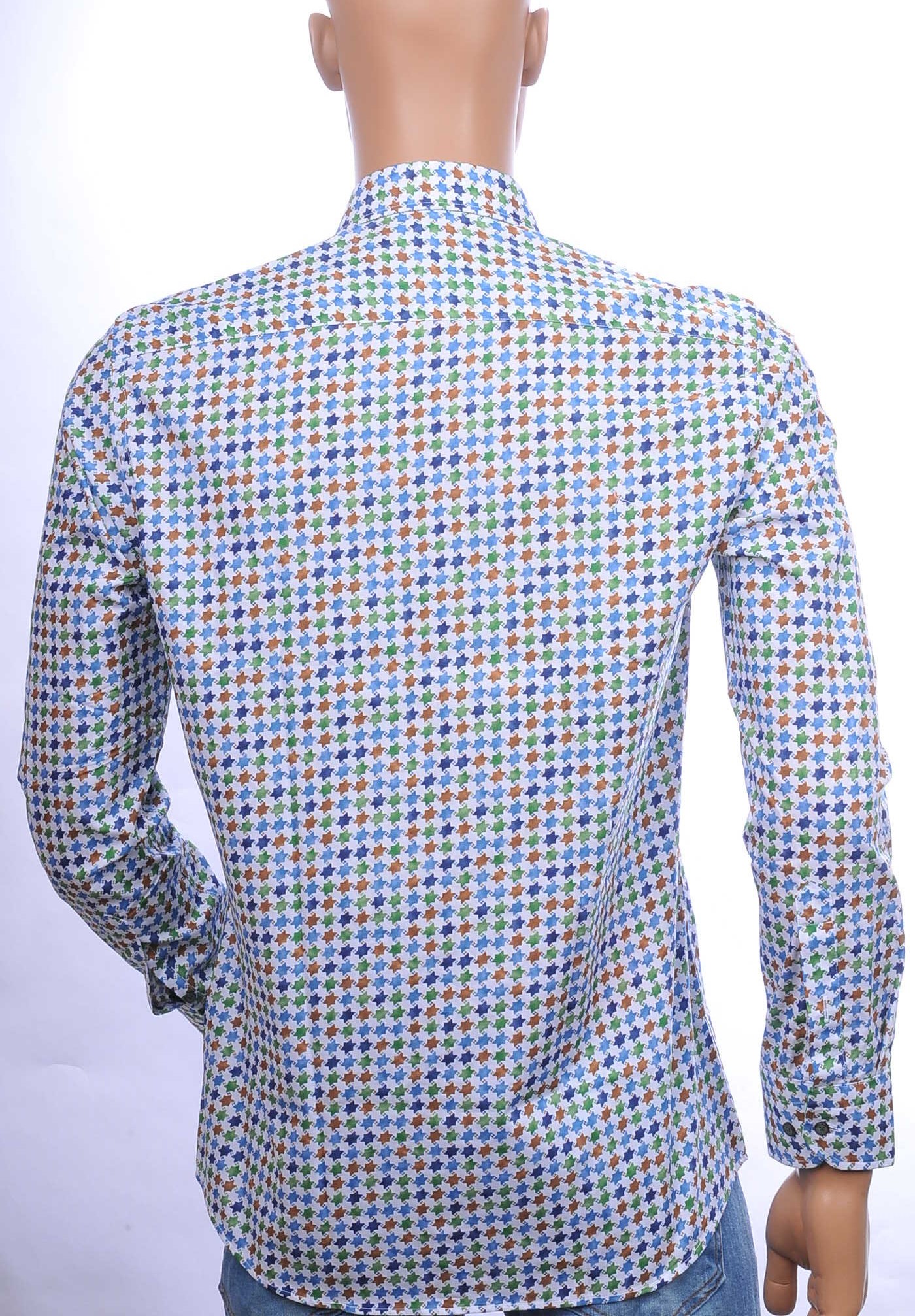 CORRINO trendy modern fit allover sterren dessin heren overhemd Groen