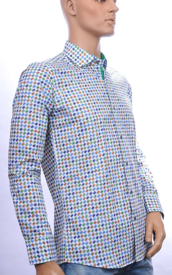 CORRINO trendy modern fit allover sterren dessin heren overhemd Groen