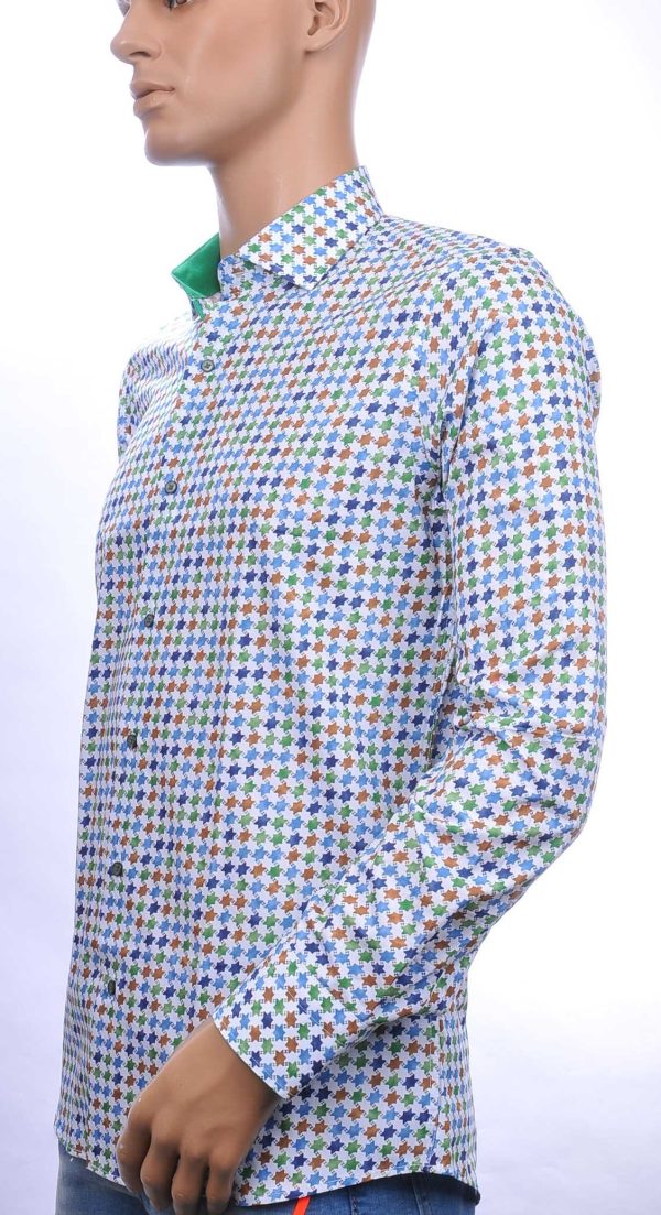 CORRINO trendy modern fit allover sterren dessin heren overhemd Groen