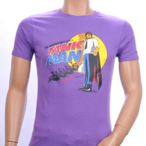 DISSIDENT trendy slim fit TANKMAN print ronde hals heren T-Shirt Paars
