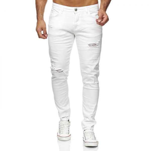 Red Bridge trendy gescheurde effen witte kleur slim fit heren skinny jeans, R423 Wit
