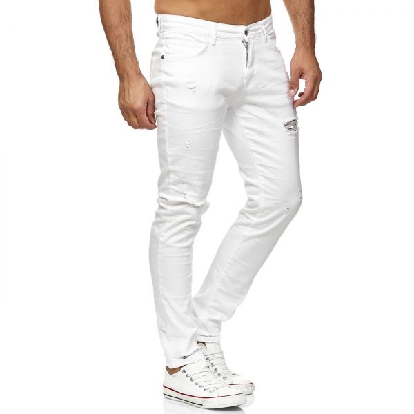 Red Bridge trendy gescheurde effen witte kleur slim fit heren skinny jeans, R423 Wit