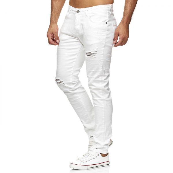 Red Bridge My Brand Wolff Blitz A fish named fred Philipp Plein PRADA Louis Vuitton GUCCI VERSACE KENZO Dsquared2 Levi's CHASIN G-STAR DOLCE & GABBANA DIESEL PME LEGEND WAM DENIM LACOSTE gescheurde effen witte kleur slim fit heren skinny jeans Wit