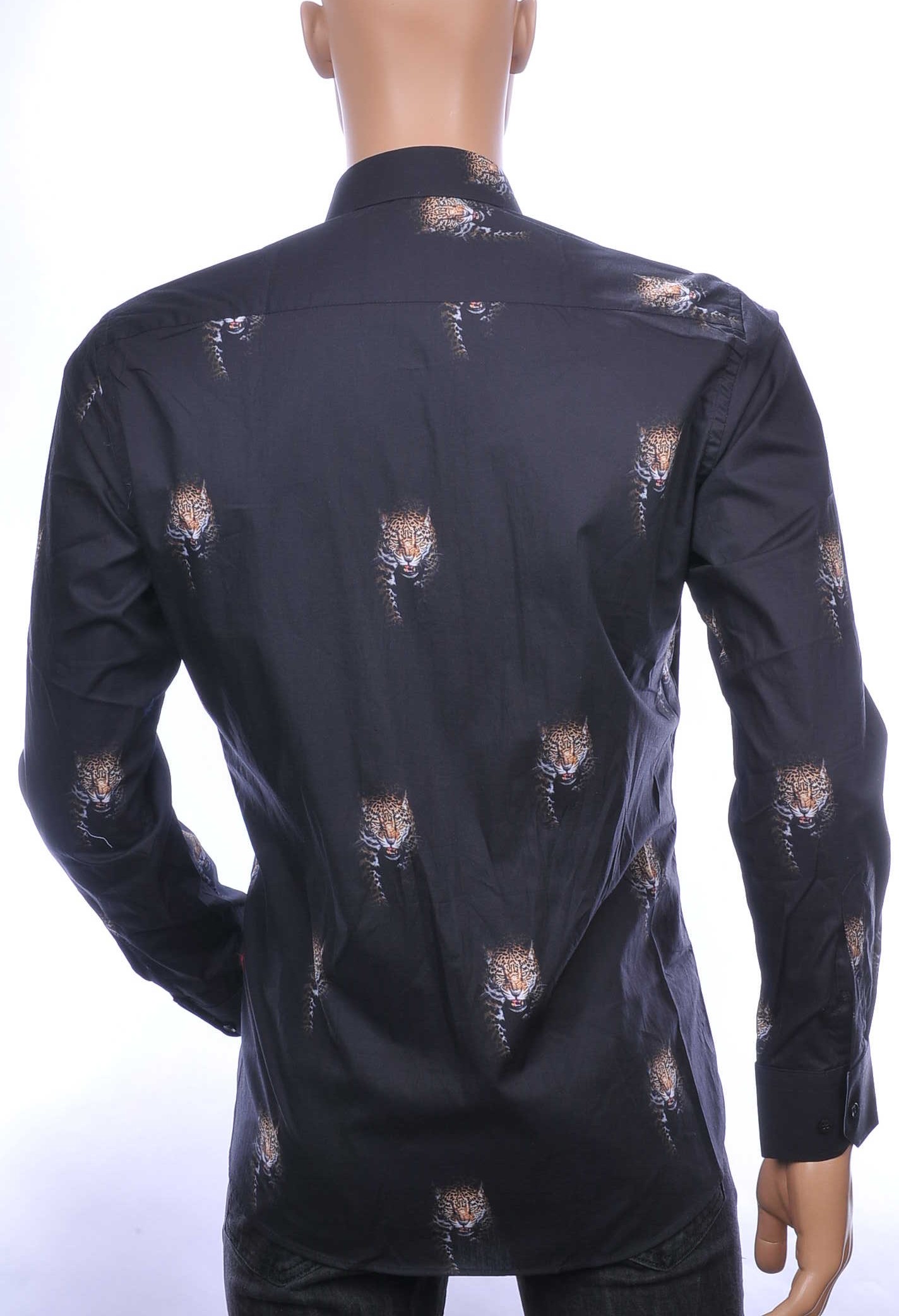 CORRINO Blue Industry Wolff Blitz Moncler DIOR Philipp Plein PRADA Louis Vuitton GUCCI VERSACE KENZO Dsquared2 Levi's CHASIN G-STAR DOLCE & GABBANA DIESEL PME LEGEND WAM DENIM LACOSTE slim fit allover tijgers dessin heren overhemd Zwart