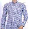 CORRINO Italiaanse allover bloemen motieven heren overhemd Blauw