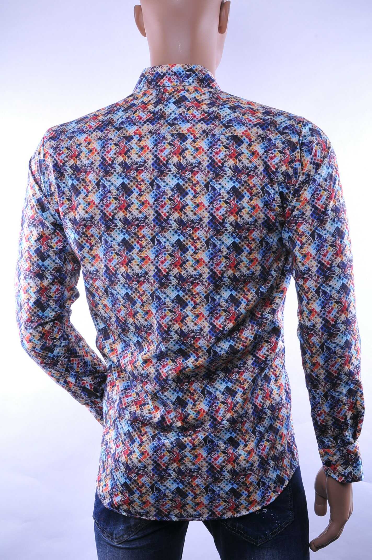 CARTER&DAVIS slim fit allover paisley dessin Italiaanse overhemd Navy