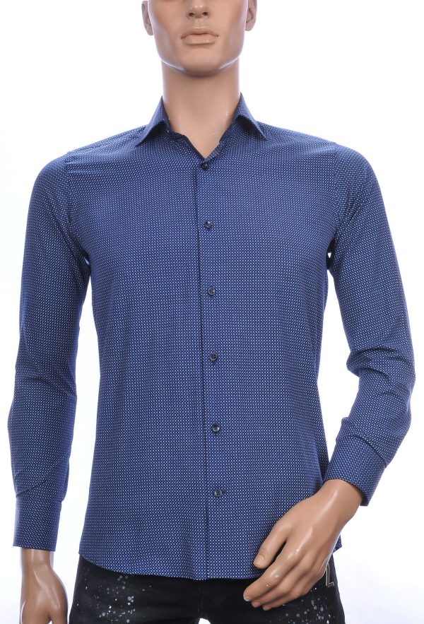 Corrino OLYMP State of Art Blue Industry A fish named fred Wolff Blitz Moncler DIOR Philipp Plein PRADA Louis Vuitton GUCCI VERSACE KENZO Dsquared2 Levi's CHASIN G-STAR DOLCE & GABBANA DIESEL PME LEGEND WAM DENIM LACOSTE slim fit allover puntjes dessin heren overhemd Navy