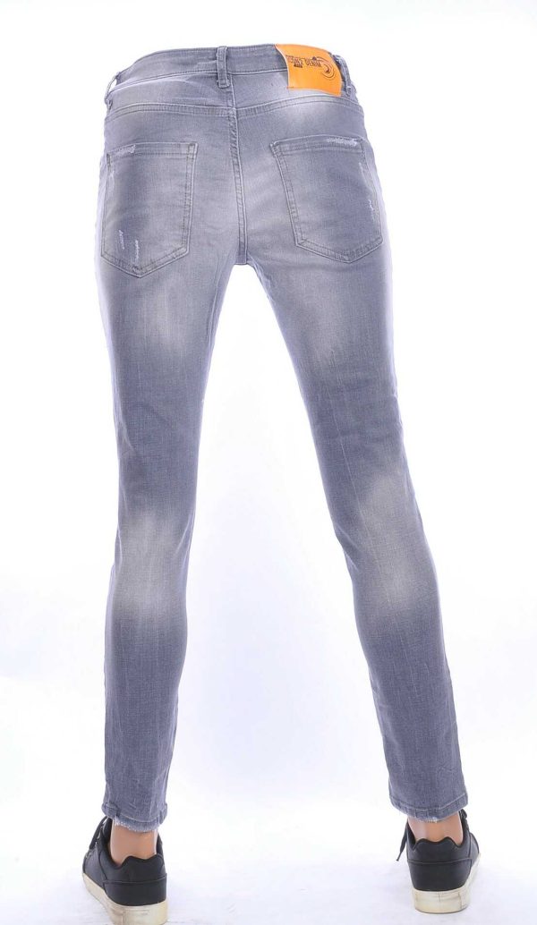 ICON2 hippie gescheurde slim fit stretch heren jeans Grijs