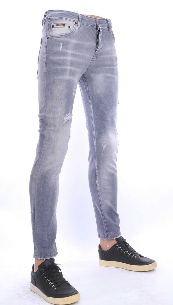 ICON2 hippie gescheurde slim fit stretch heren jeans Grijs