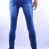 D&A trendy gescheurde slim fit heren skinny jeans met ribbels Blauw