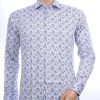 Corrino Italiaanse getailleerd slim fit allover bloemen dessin heren overhemd Wit