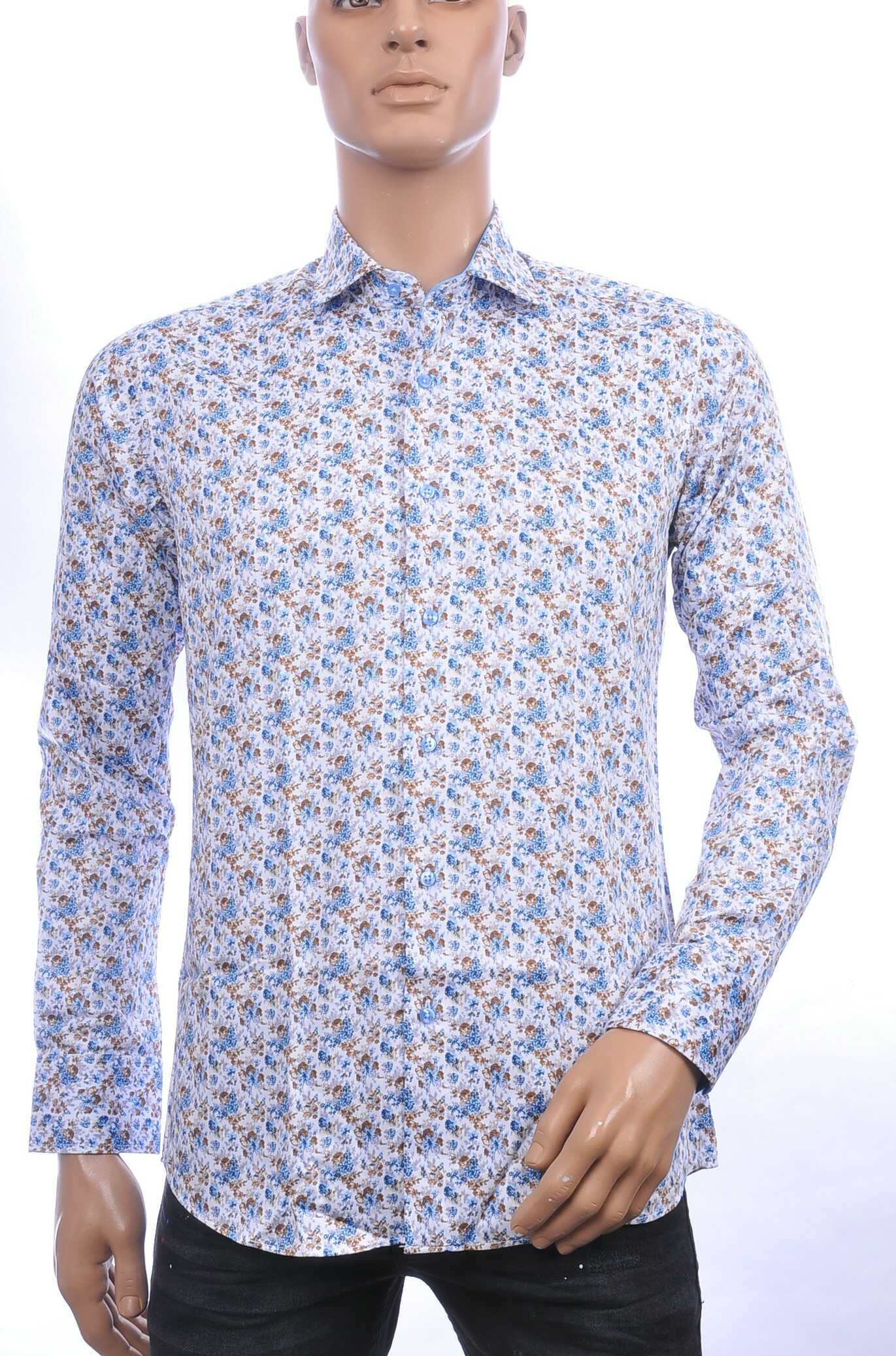 Corrino Italiaanse getailleerd slim fit allover bloemen dessin heren overhemd Wit