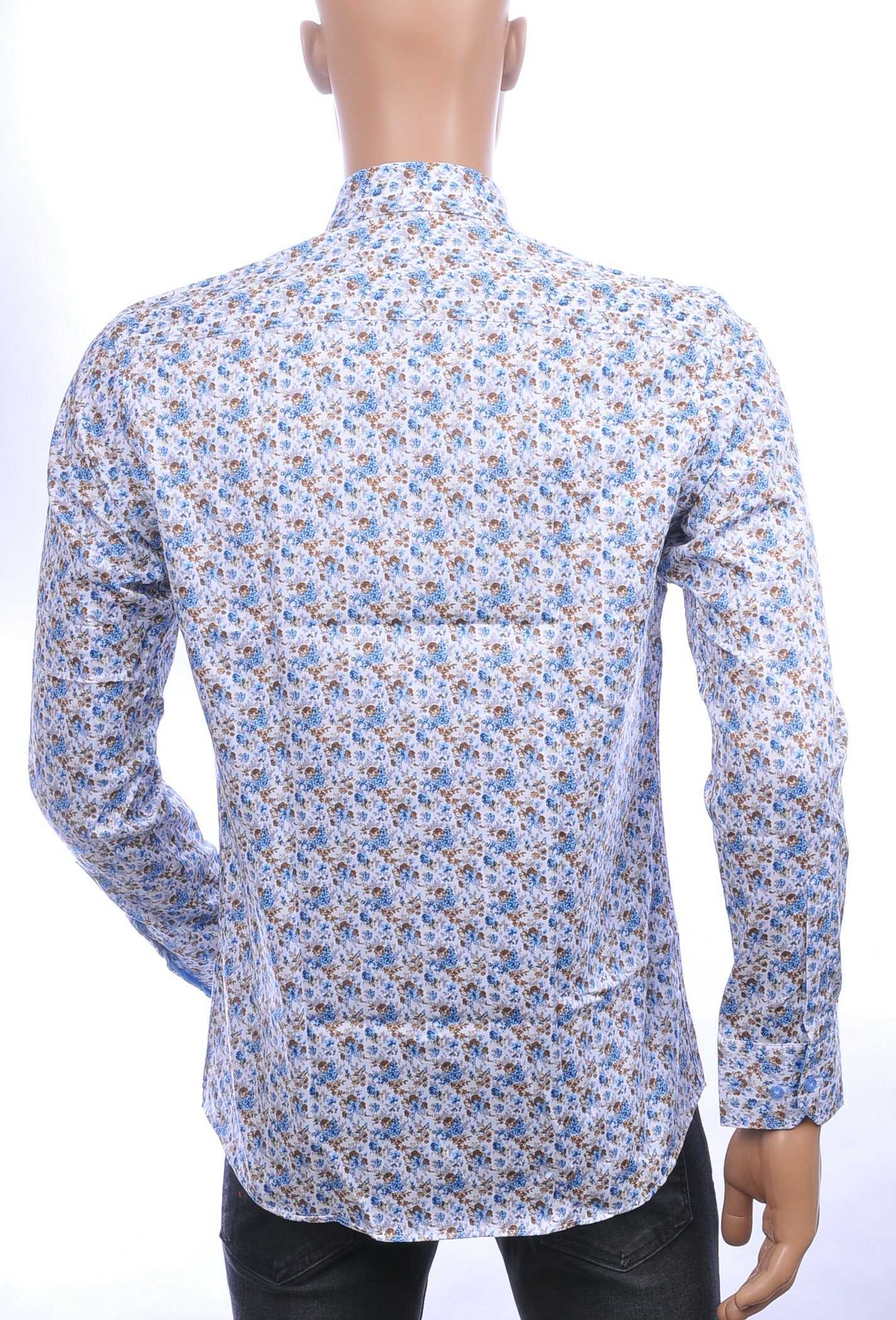 Corrino Italiaanse getailleerd slim fit allover bloemen dessin heren overhemd Wit