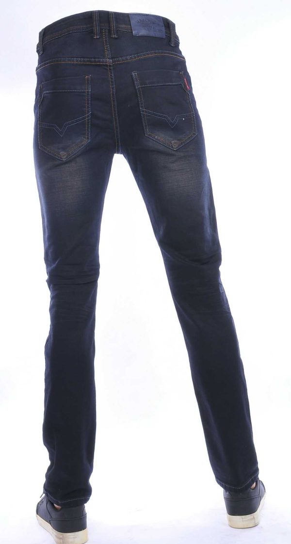 JAYLVIS regular fit stretch heren jeans met contrast kleur stiksels Zwart