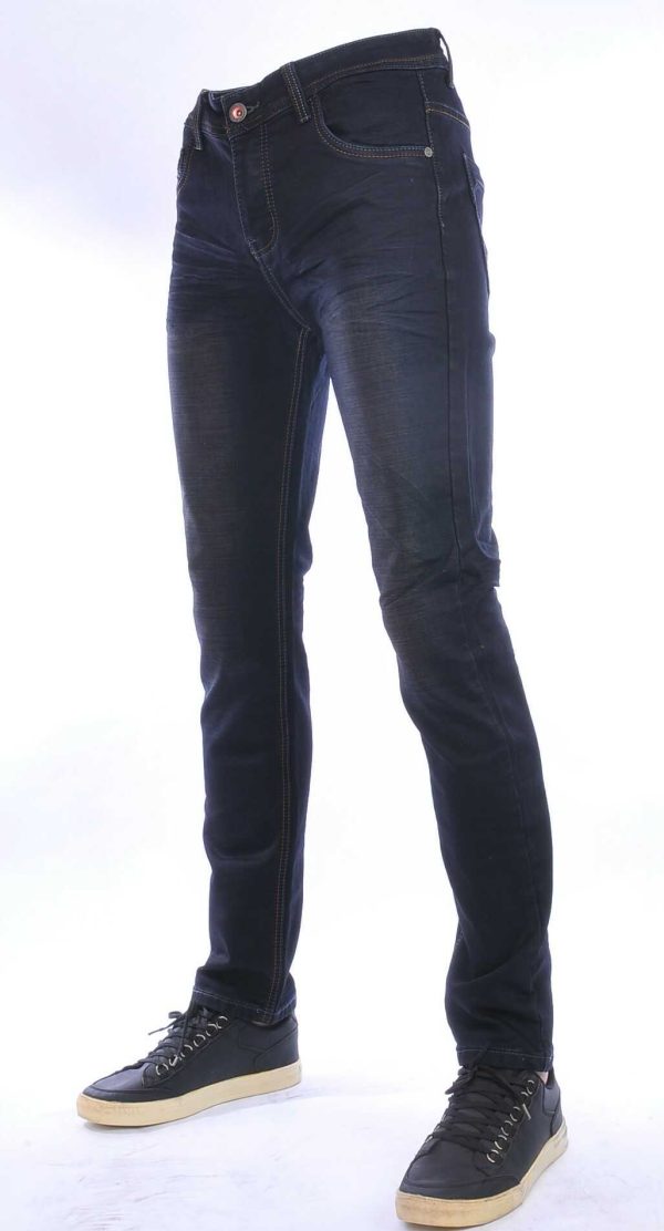 JAYLVIS regular fit stretch heren jeans met contrast kleur stiksels Zwart