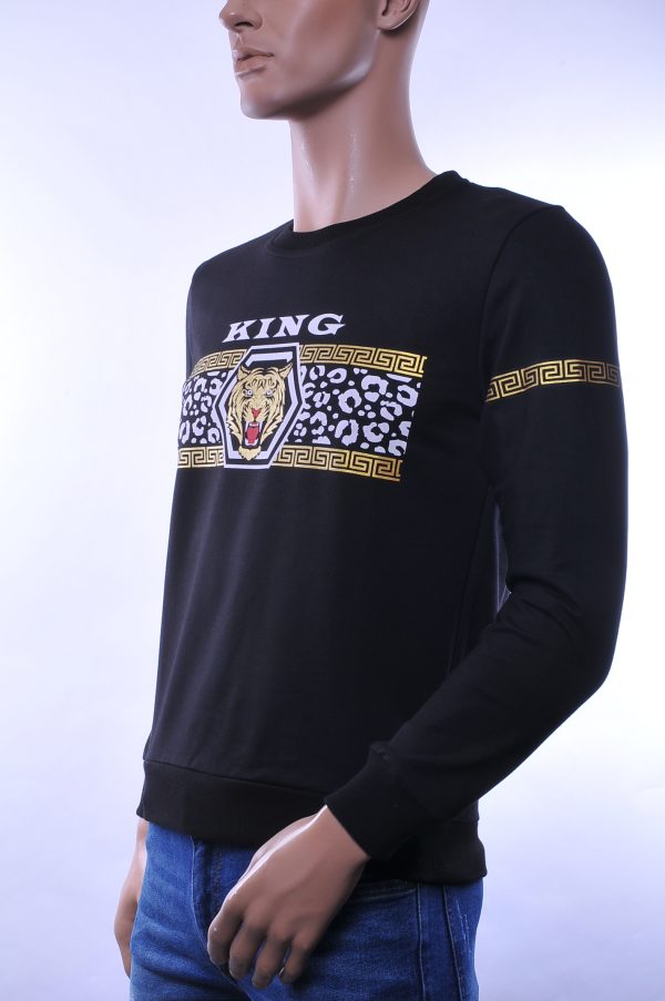 Jaylvis & Arancia trendy ronde hals heren sweatshirt met tijgerkop print, J069 Zwart