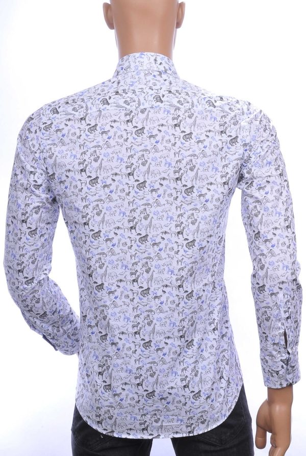 Corrino State of Art Blue Industry Wolff Blitz Moncler DIOR Philipp Plein PRADA Louis Vuitton GUCCI VERSACE KENZO Dsquared2 Levi's CHASIN G-STAR DOLCE & GABBANA DIESEL PME LEGEND WAM DENIM LACOSTE slim fit allover kleurrijk dieren dessin heren overhemd Wit
