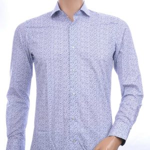 Corrino Italiaans getailleerd slim fit allover dessin heren overhemd Wit