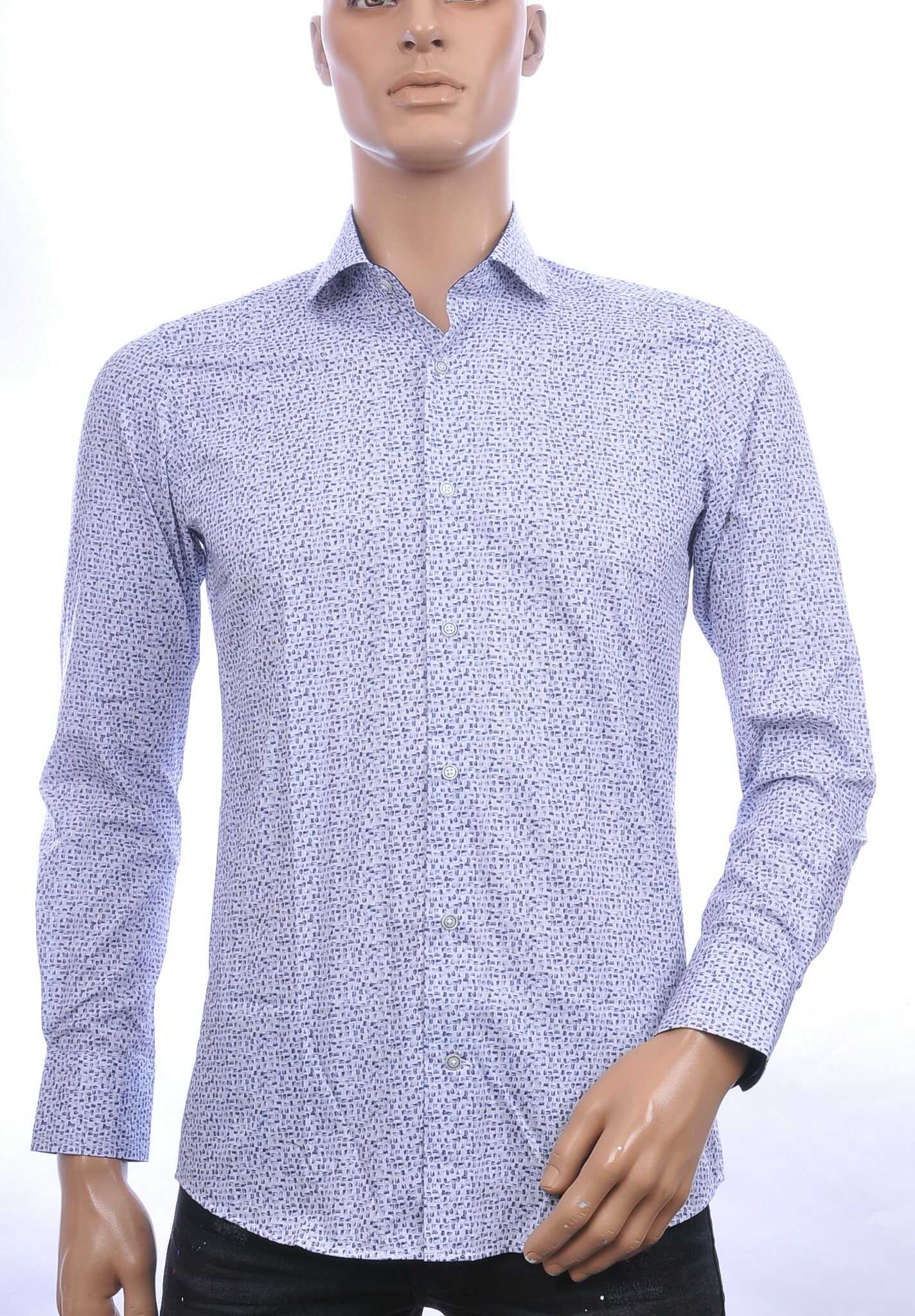 Corrino Italiaans getailleerd slim fit allover dessin heren overhemd Wit