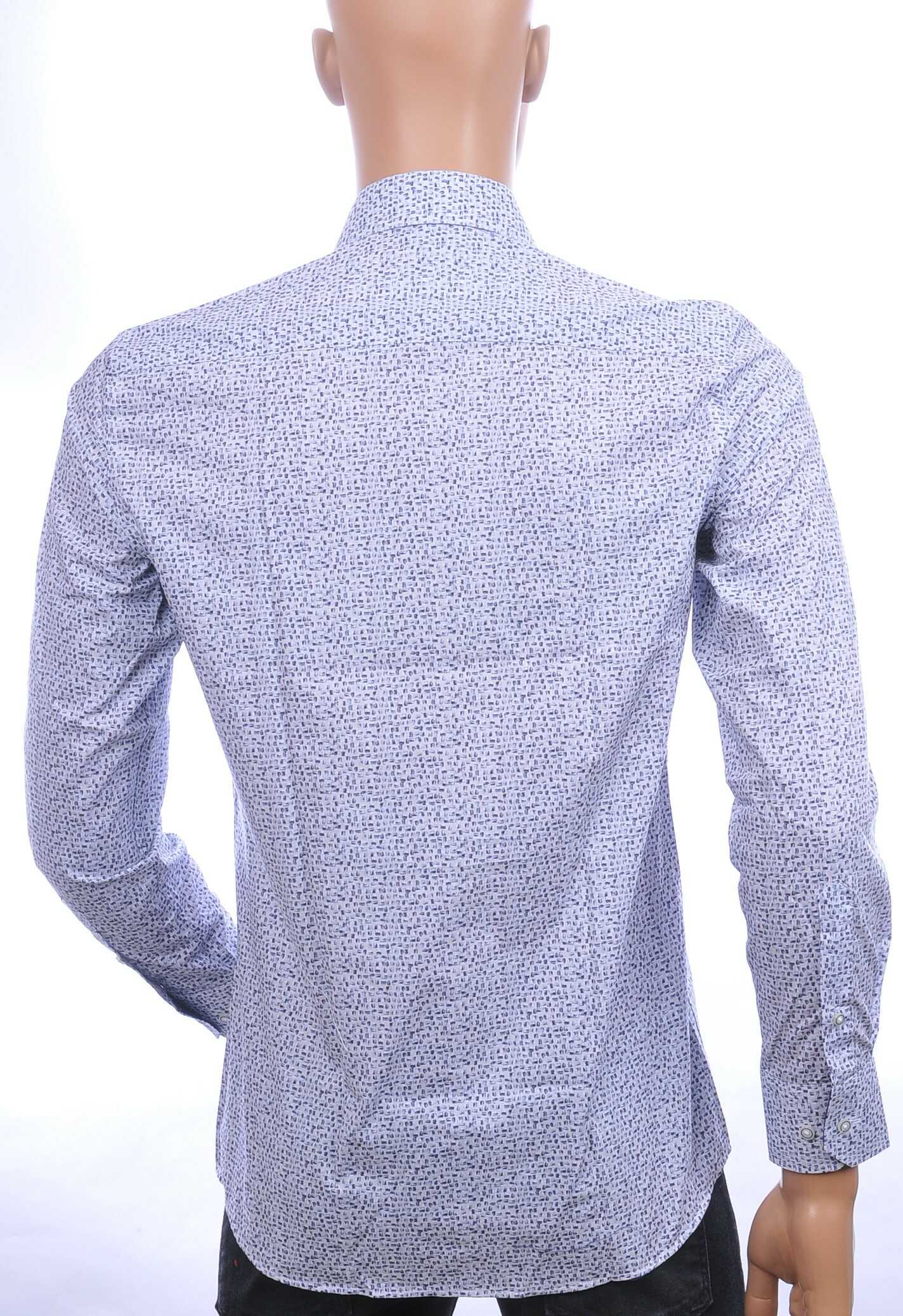 Corrino Italiaans getailleerd slim fit allover dessin heren overhemd Wit