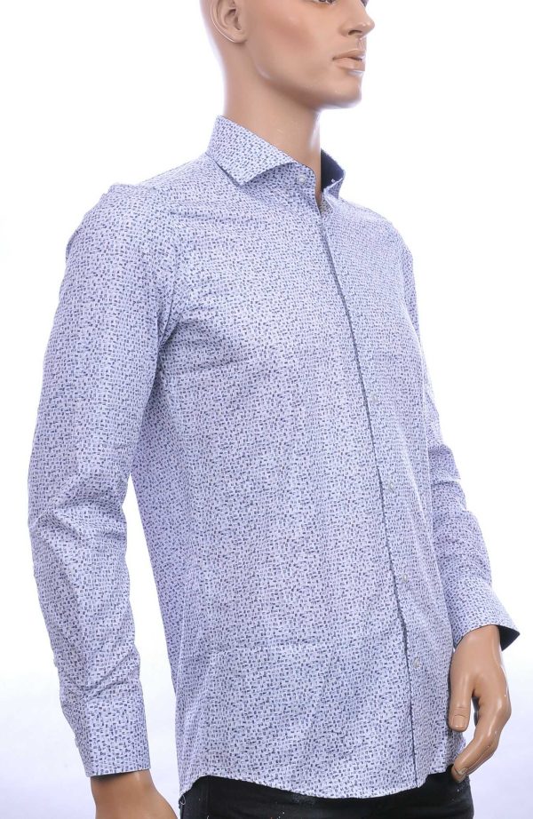 Corrino Italiaans getailleerd slim fit allover dessin heren overhemd Wit