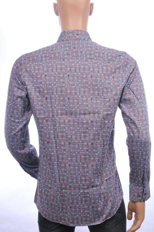 Corrino Italiaans getailleerd slim fit allover dessin heren overhemd Bordeaux