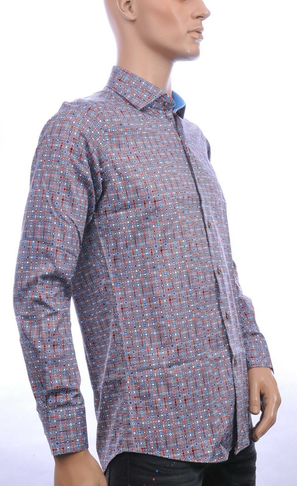 Corrino Italiaans getailleerd slim fit allover dessin heren overhemd Bordeaux