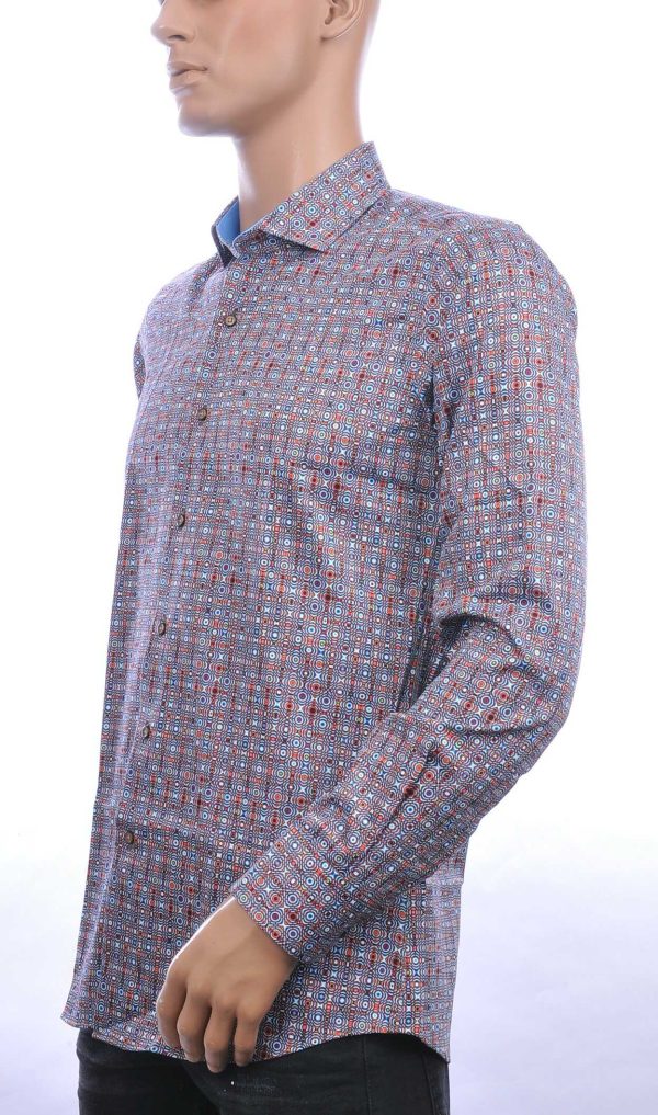 Corrino Italiaans getailleerd slim fit allover dessin heren overhemd Bordeaux