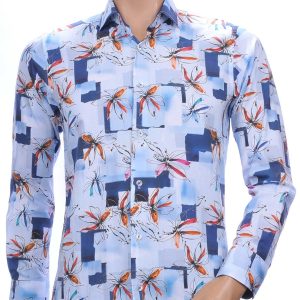 Corrino OLYMP State of Art Blue Industry A fish named fred Wolff Blitz Moncler DIOR Philipp Plein PRADA Louis Vuitton GUCCI VERSACE KENZO Dsquared2 Levi's CHASIN G-STAR DOLCE & GABBANA DIESEL PME LEGEND WAM DENIM LACOSTE slim fit allover kleurrijk bloemen dessin heren overhemd Blauw