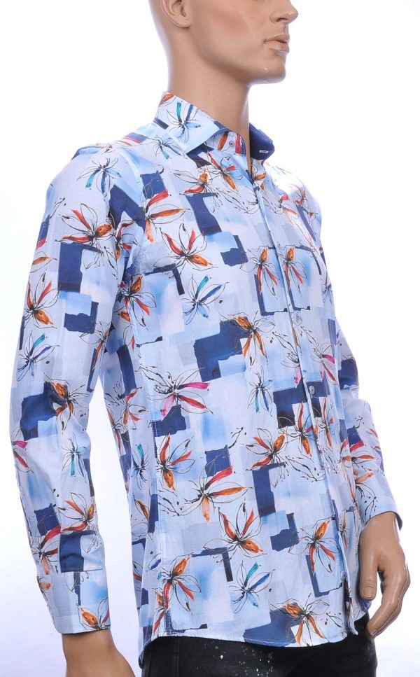 Corrino OLYMP State of Art Blue Industry A fish named fred Wolff Blitz Moncler DIOR Philipp Plein PRADA Louis Vuitton GUCCI VERSACE KENZO Dsquared2 Levi's CHASIN G-STAR DOLCE & GABBANA DIESEL PME LEGEND WAM DENIM LACOSTE slim fit allover kleurrijk bloemen dessin heren overhemd Blauw