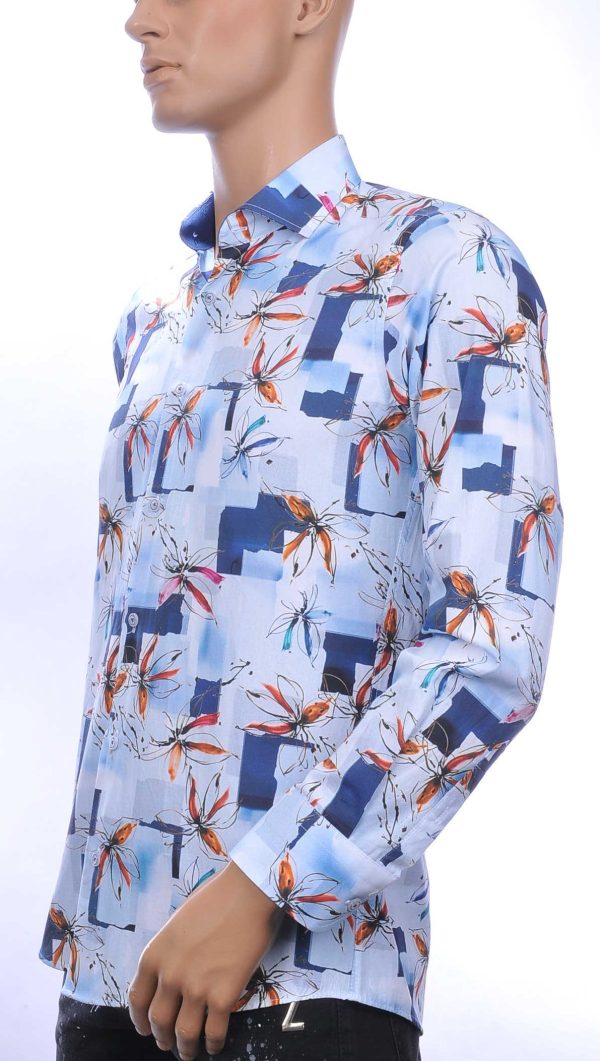 Corrino OLYMP State of Art Blue Industry A fish named fred Wolff Blitz Moncler DIOR Philipp Plein PRADA Louis Vuitton GUCCI VERSACE KENZO Dsquared2 Levi's CHASIN G-STAR DOLCE & GABBANA DIESEL PME LEGEND WAM DENIM LACOSTE slim fit allover kleurrijk bloemen dessin heren overhemd Blauw