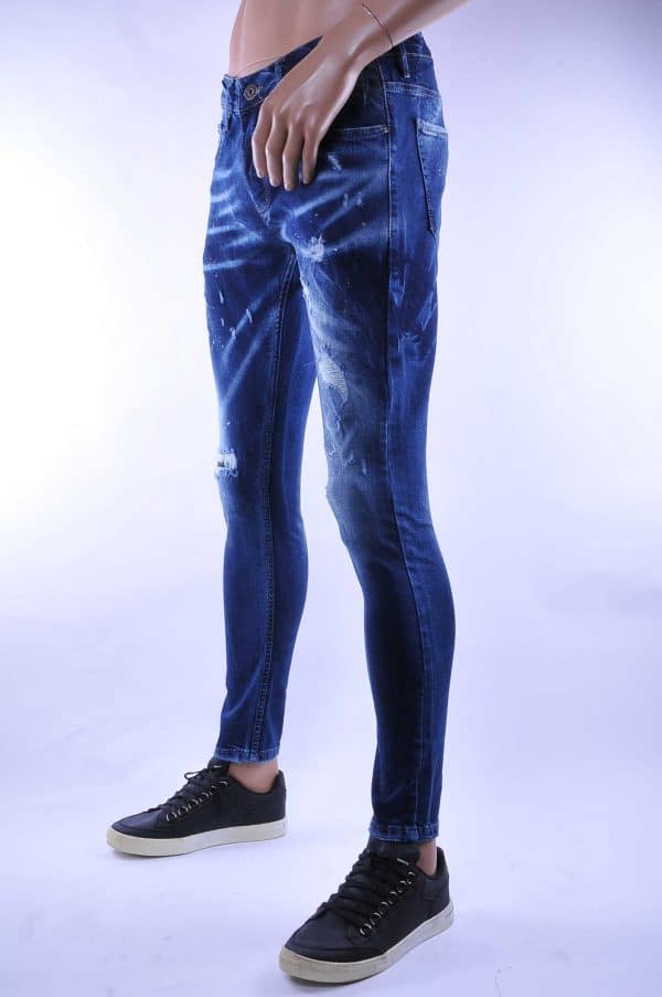 BlackRock gescheurde slim fit stretch jeans met verfspetters Blauw