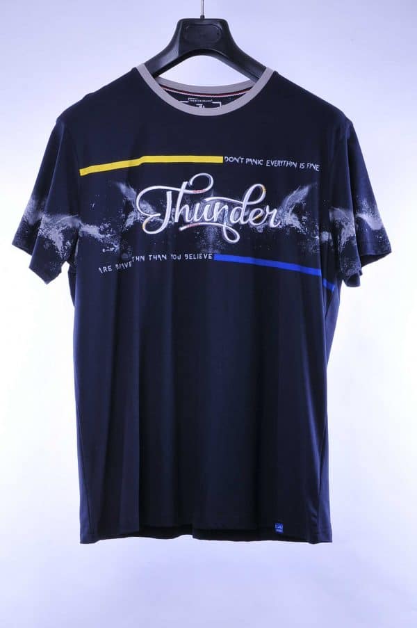 CLUB JU oversized grote maat ronde hals heren T-shirt met 3D letters Navy