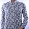 Corrino modern fit allover bladeren dessin overhemd blouse met borstzak Groen