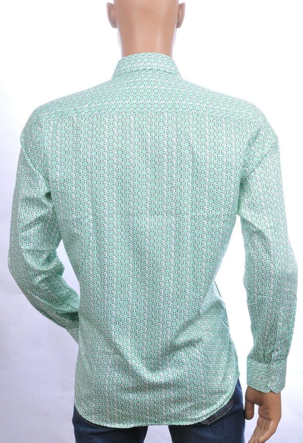 CORRINO Italiaanse slim fit allover bloemen dessin heren overhemd Groen