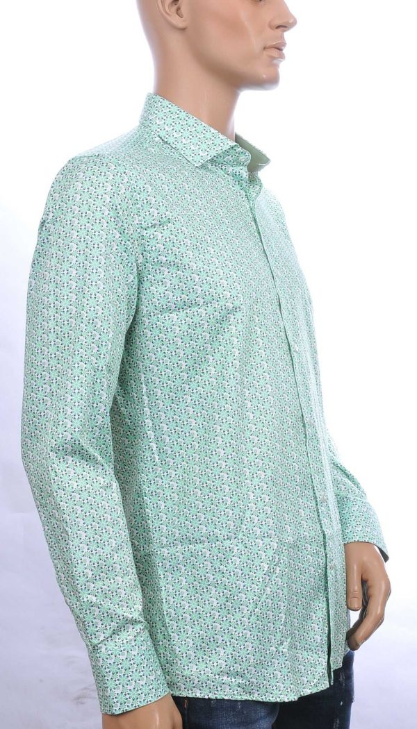 CORRINO Italiaanse slim fit allover bloemen dessin heren overhemd Groen