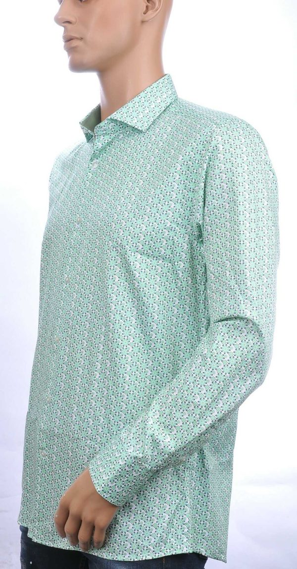 CORRINO Italiaanse slim fit allover bloemen dessin heren overhemd Groen