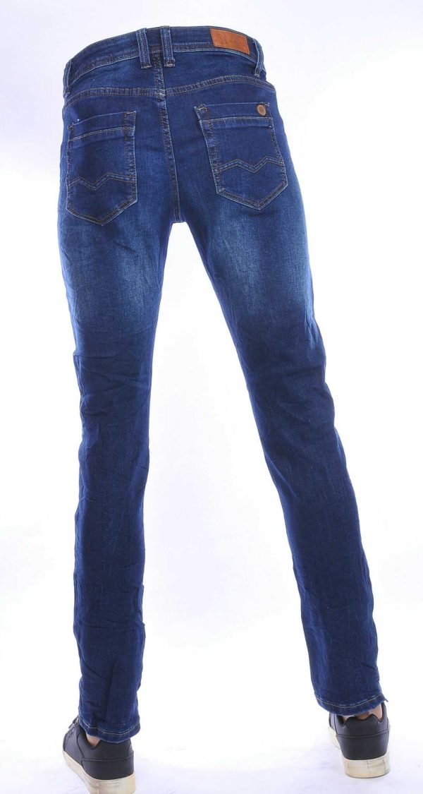 JAYLVIS regular fit stretch heren jeans met contrast kleur stiksels Blauw