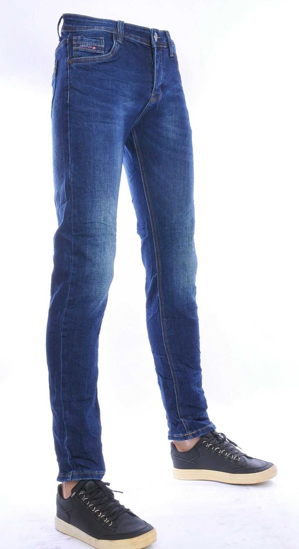 JAYLVIS regular fit stretch heren jeans met contrast kleur stiksels Blauw