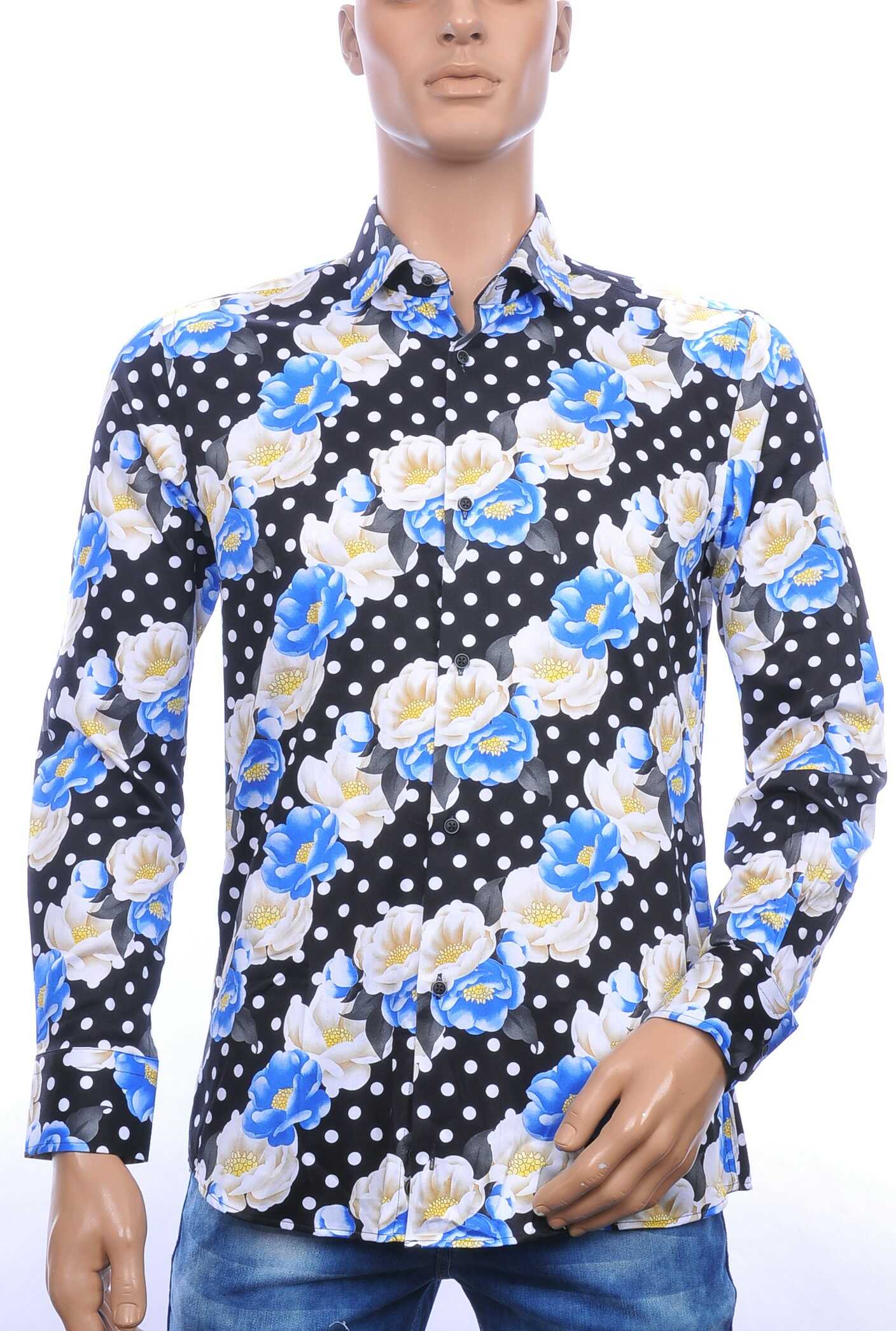 Corrino modern fit allover bloemen dessin heren overhemd Zwart