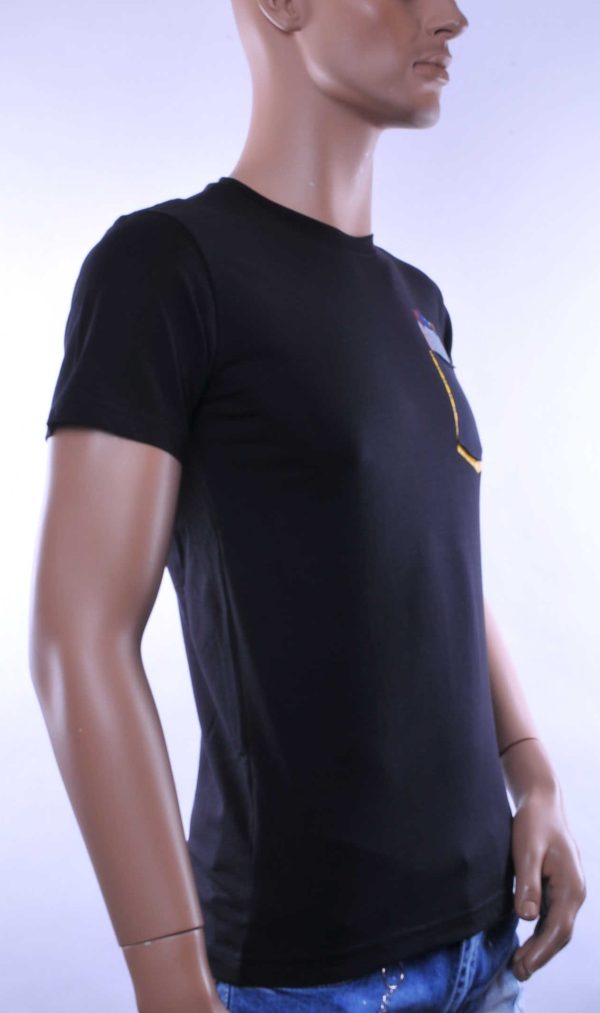 D&A trendy ronde hals heren T-Shirt met sier borstzak Zwart