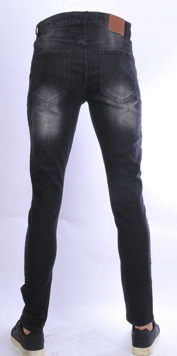 JEEL hippie gescheurde gewassen slim fit stretch heren jeans Zwart