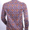 CORRINO Italiaanse allover bladeren motieven heren overhemd Bruin