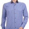 CORRINO trendy slim fit geruite heren overhemd Blauw
