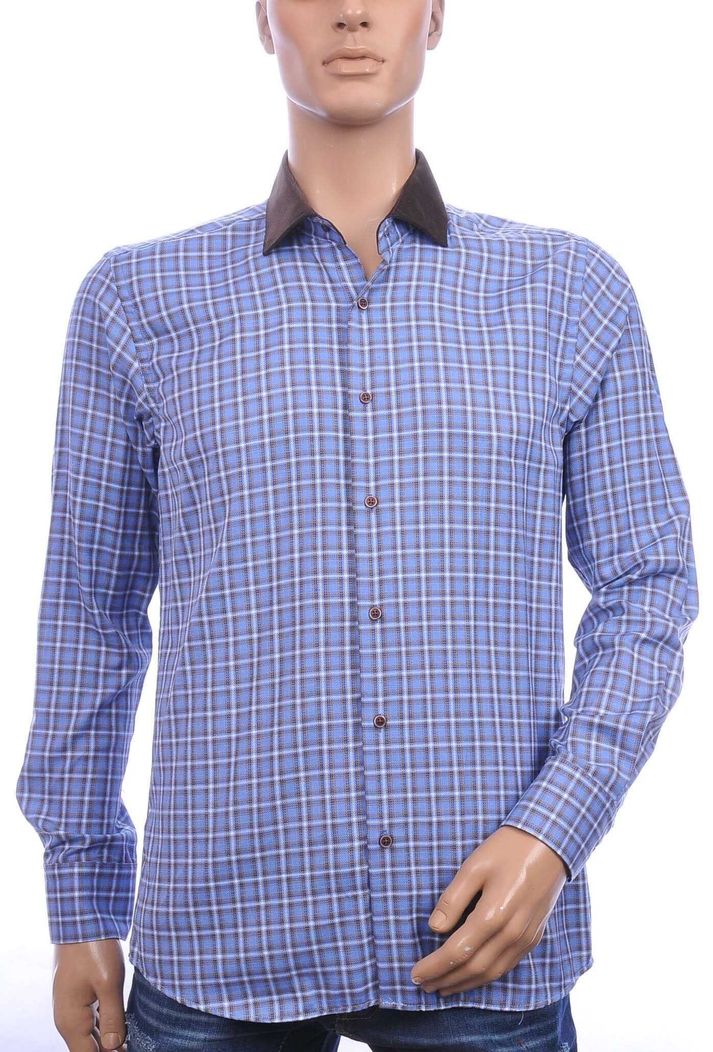 CORRINO trendy slim fit geruite heren overhemd Blauw