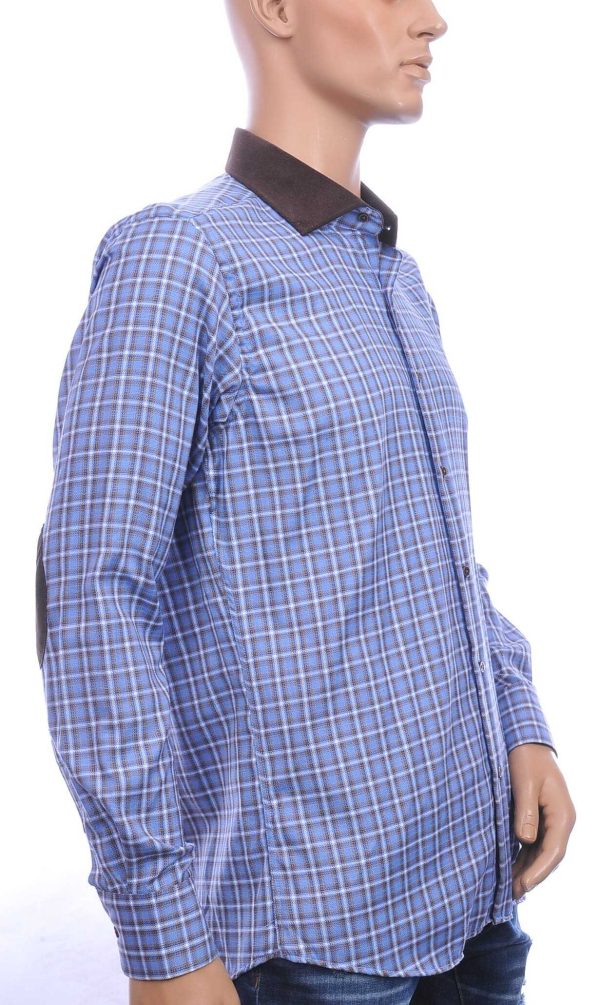 CORRINO trendy slim fit geruite heren overhemd Blauw