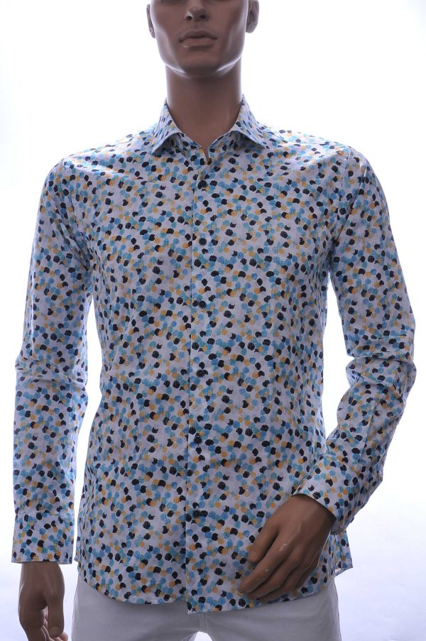 Corrino trendy allover modern dessin heren overhemd Wit