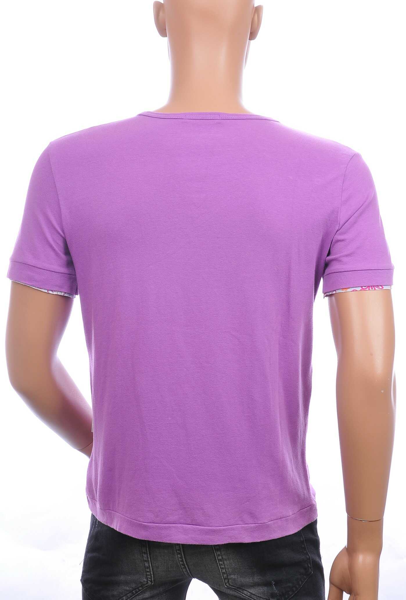 PRIMO EMPORO trendy v-hals heren T-shirt met kruis badge Lila