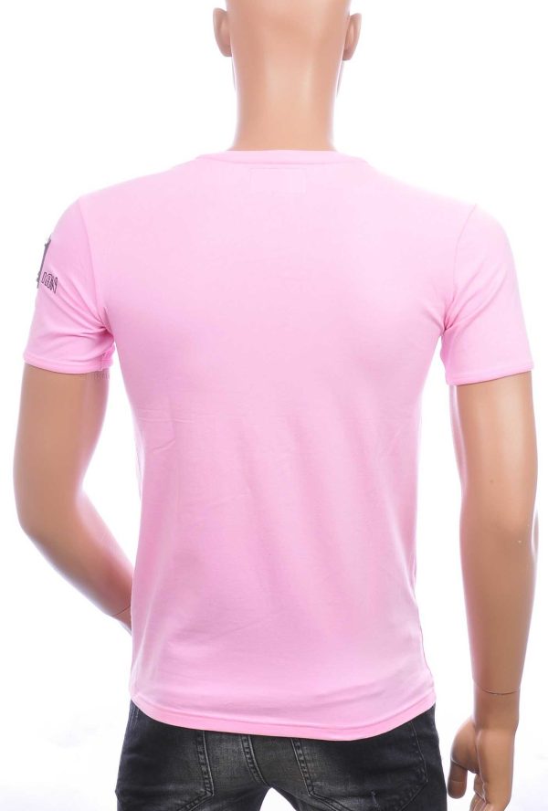 PU-PHAP'OLO trendy COLOMBIAN v-hals heren T-shirt met steentjes Roze