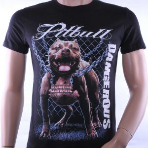 Club Ju ronde hals Dangerous Pitbull print T-Shirt Zwart